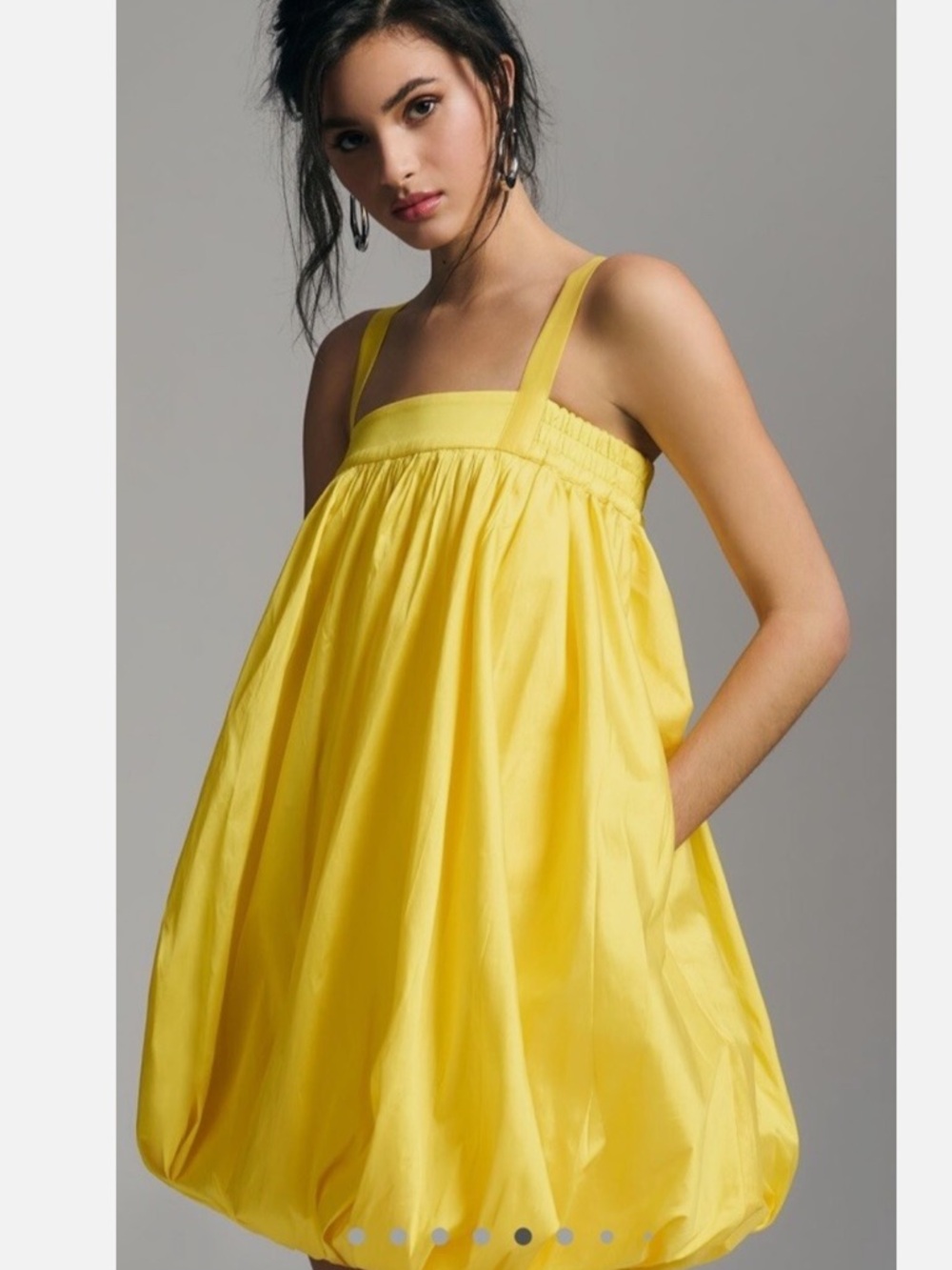 NEW Bloni Anthropologie Bubble Dress Square Neck Taffeta Yellow size large